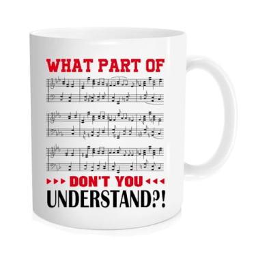 Imagem de SAPUWE Caneca de café para professor de música, What Part Don't You Understand, presente para músico, caneca de cerâmica em dois tons de música do músico, caneca novidade de 325 ml, branca, 11 OZwhite