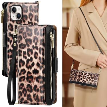 Imagem de Antsturdy Capa carteira compatível com iPhone 15 Plus para mulheres e homens, bloqueio de RFID, couro PU para Apple iPhone 15 Plus, capa transversal para celular com zíper, alça de pulso, capa flip