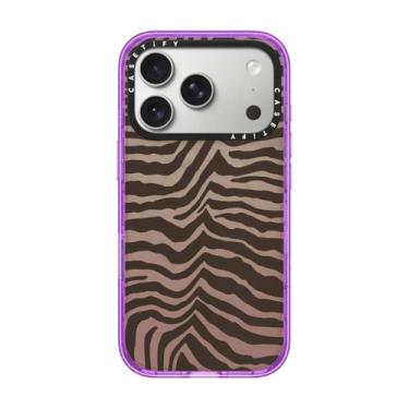 Imagem de CASETiFY Capa Impact para iPhone 17 Pro [fina/compatível com Magsafe/2,5 m. Proteção contra quedas de grau militar 4X] - marrom zebra - roxo brilhante