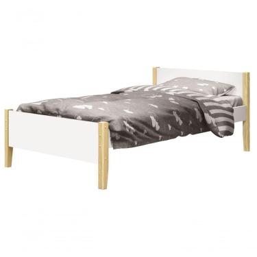 Imagem de Cama Babá Solteiro Simba Branco Fosco Com Natural - Reller