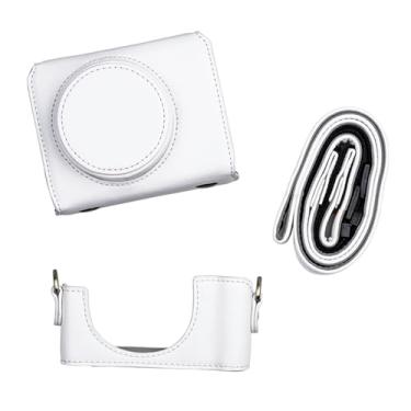 Imagem de Acouto Alça para Câmera ZV1 + Capa Protetora para Câmera Digital Bolsa de Armazenamento para Em Couro PU Com Alça de Ombro Removível Compatível Com ZV1 + Protetor para Digital Premium (Branco)