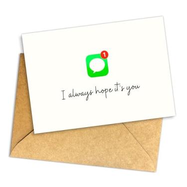 Imagem de Podagree (13,5 x 20,3 cm) Cartão I Always Hope It's You, mensagem de texto engraçada saudação para namorado ou namorada, cartão minimalista romântico, lindo bilhete de amor para aniversário ou dia dos