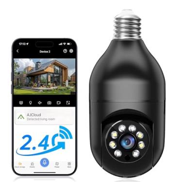 Imagem de Câmera de Segurança Residencial Estilo Lâmpada 2 4G WiFi Sem Fio Voz Bidirecional Visão Noturna a Cores Completa