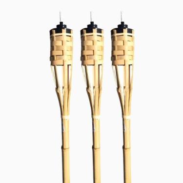 Imagem de Kit 3 Tochas Bambu Decoração Casa Luau Festa Natal Ano Novo - Genérica