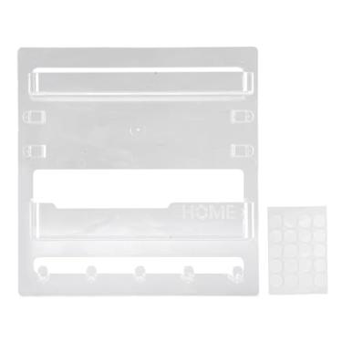 Imagem de YOUTHINK Suporte de Parede para Organizador de Prateleira de Cabeceira, Armazenamento de Parede Autoadesivo Com Ganchos Inferiores para óculos, Telefone, Controle Remoto, Carregador, (Transparente)