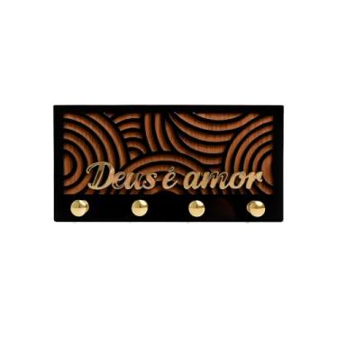 Imagem de Porta chaves Geométrico com Frase no Acrílico Espelhado Dourado(Lar Doce Lar)