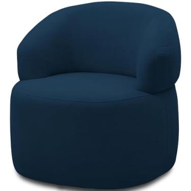Imagem de Poltrona Giratória Sala de Estar Living Orgânico Carmen F04 Veludo Azul - Lyam Decor