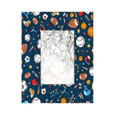 Imagem de Skerhhux Porta-retrato azul bola esportiva de 10 x 15 cm para mesa vertical ou horizontal e exibição de parede, moldura esportiva para pôster de certificado, decoração de casa, ideias de presentes