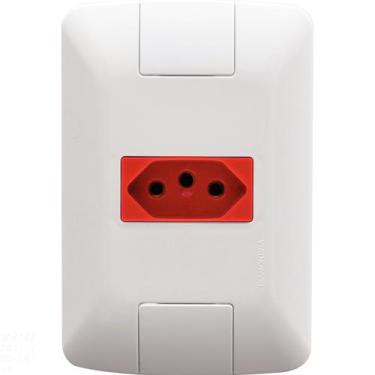 Imagem de Conjunto 4x2 com 1 Tomada 2P+T Tramontina Aria 20 A 250 V Branco e Ver