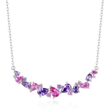 Imagem de FANCIME Coleção de joias Wisteria Whisper banhado a ouro branco prata esterlina com vários cortes de pedras preciosas, colar, aniversário, festa de casamento, formatura, presentes de Natal para