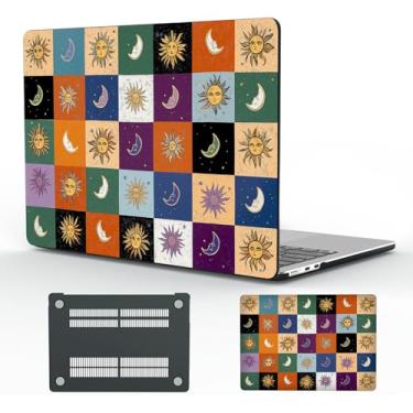 Imagem de CozyNestCY Capa padrão quadriculado para MacBook Air 13 polegadas 2022 2021 2020 2019 2018 capa rígida de plástico moderno sol e lua Touch ID A1932 A2179 M1 A2337 retrô xadrez Slim Protect Case