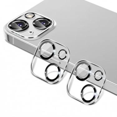 Imagem de Pacote com 2 protetores de lente de câmera para iPhone 14 de 6,1 polegadas e iPhone 14 Plus de 6,7 polegadas, vidro temperado 9H, antiarranhões, compatível com capas, não afeta fotos noturnas, HD