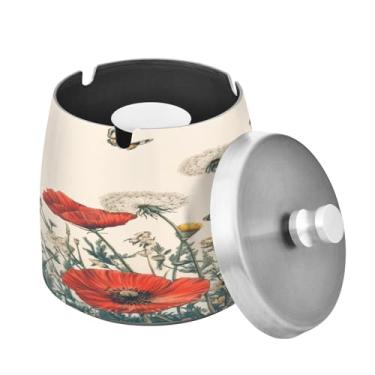 Imagem de Blueangle Cinzeiro de borboleta com tampa para cigarros, à prova de vento/chuva, aço inoxidável, sem fumaça, inodoro, cinzeiro para uso interno ou externo (8)