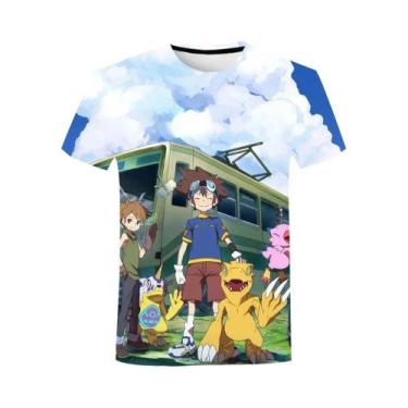 Imagem de Camiseta Unissex Oversized Com Estampa 3D Do Anime Digimon Adventure, 