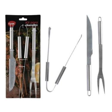 Imagem de Conjunto Churrasco Inox Clink Faca, Garfo Trinchante e Pegador Resistê