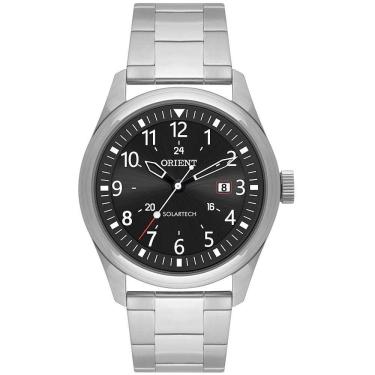 Imagem de Relógio Masculino Prata Preto Orient Solar Com Data