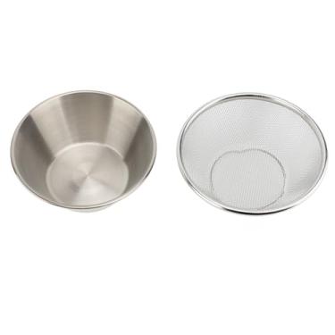 Imagem de TOPINCN 304 Conjunto de Escorredor de Aço Inoxidável Microporoso Malha Fina Mini Filtro de Metal Com Tigela de Mistura para Lavar Drenagem Frutas Legumes Creme