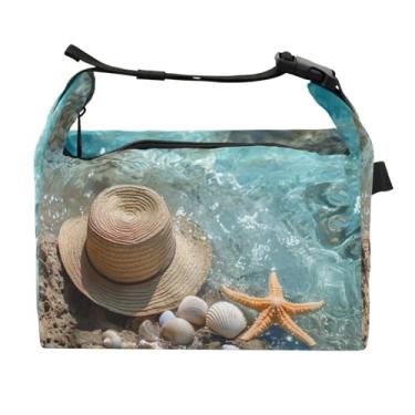 Imagem de STAYTOP Lancheira de chapéu de palha na praia com fivela de alça, lancheira isolada para meninos e meninas, lancheira térmica para trabalho escolar