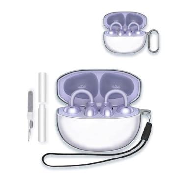 Imagem de Capa para fones de ouvido Huawei FreeClip 2, capa protetora WUNIAK transparente de TPU macio com chaveiro e kit de limpeza para mulheres e homens, à prova de choque, transparente
