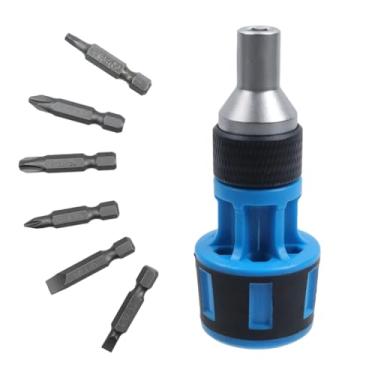 Imagem de Dnyta Chave de fenda de catraca robusta, conjunto de chaves de fenda 6 em 1, conjunto de chaves de fenda grossas, mecanismo de carga rápida de brocas inovadoras com Phillips/fenda/brocas quadradas