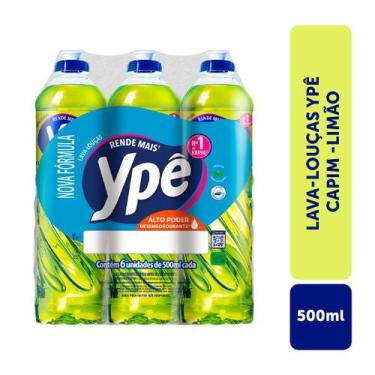 Imagem de Detergente Ypê Capim Limão 500ml Com 6 Unidades, Capim-Limão