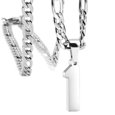 Imagem de HIJONES Colar esportivo masculino de aço inoxidável com corrente grossa com pingente de equipe de basquete e futebol, número 1