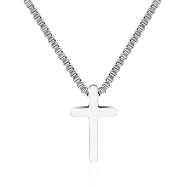 Imagem de OOTDAY Colar de cruz para mulheres, colar gargantilha de cruz banhado a prata 14K para mulheres, pingente de fé delicado pequeno, moderno, simples, gargantilha, joias cruzadas, presentes para mulheres