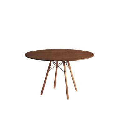 Imagem de Mesa de Jantar London Base de Ferro Modelo Tubular 4 Pés Tampo de Madeira 90cm Redondo