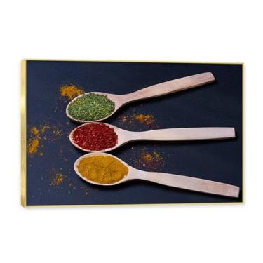 Imagem de NHLDZYH Molduras douradas. Temperos de imagem de cozinha moderna, impressão de arte, imagens para cozinha, decoração de parede de cozinha moderna. C16. 40 x 60 cm