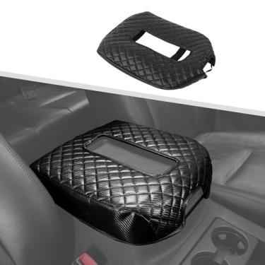 Imagem de Jimen Capa para console central de carro compatível com Chevy Silverado/Avalanche/Tahoe/Suburban 2007-2013, capa de apoio de braço de couro adequada para GMC Yukon 2007-2013 (fibra de carbono)