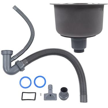 Imagem de Cryfokt Mini Pia de Cozinha Redonda de Aço Inoxidável Com Excelente Drenagem para Barra, Montagem Inferior ou Instalação Suspensa, Adequada para Lavatório de Cozinha