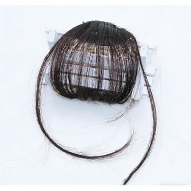 Imagem de Peruca de cabelo sintético com franja reta e arejada preta natural, franja em extensões de cabelo para uso diário e festa