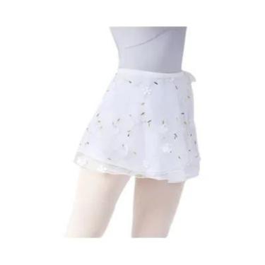 Imagem de Saia De Ballet Branca Bordada Para Mulheres Saia De Dança Em Chiffon T
