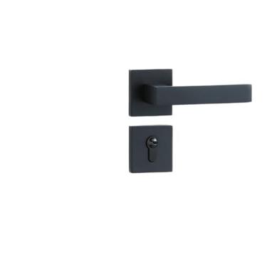 Imagem de VTGVVVTR Fechadura de porta dividida doméstica de liga de zinco preta, maçaneta mecânica, fechadura magnética silenciosa (Yahei Gao 5845 magnético)