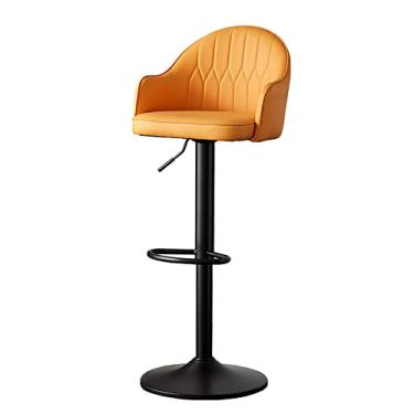 Imagem de Banquetas giratórias com encosto e apoio para os pés, banco de bar de couro PU, cadeira de bar estofada moderna, almofada espessa, pernas de metal, bancos ajustáveis
