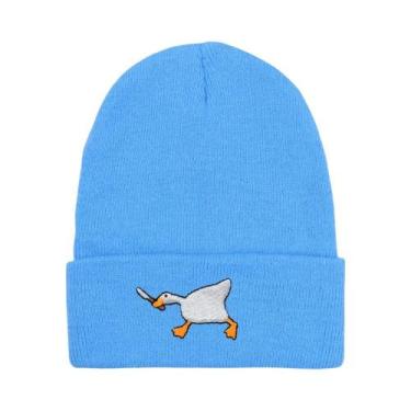 Imagem de Gorro De Inverno Unissex Tricotado Com Bordado De Ganso, Gorro Quente 