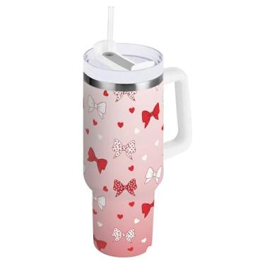 Imagem de SEHANY Lindo copo rosa de 850 g com alça, copo isolado de aço inoxidável a vácuo de parede dupla, à prova de vazamento, caneca de café isolada para viagem, cabe no suporte de copo de carro