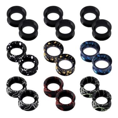 Imagem de YOFANST 9 pares de alargadores duplos de silicone, alargadores de orelha vazados de silicone, flexíveis, leves, extensores para mulheres, homens, 9/16" (14mm), Silicone, Sem Pedra Preciosa