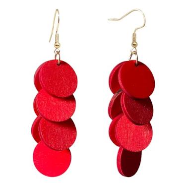 Imagem de Zszkoz Brincos redondos de madeira boêmios para mulheres, leves, feitos à mão, geometria natural, joia de declaração, Small, Madeira, Sem pedra preciosa