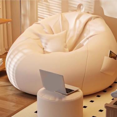 Imagem de Travesseiro Sofá preguiçoso de saco de feijão estilo creme, cadeira de leitura de tecido para tatami de espaço pequeno(Khaki,Medium)