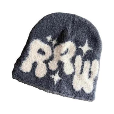 Imagem de Gorro Unissex Y2K De Pelúcia Macia Quente De Tricô Estilo Hip Hop Para