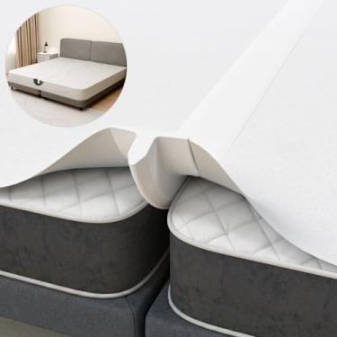 Imagem de Vekkia Enchimento King Gap 2 em 1 dividido com lençol embutido, conversor de solteiro para king, ponte de cama com capa lavável, serve para quartos de hóspedes, hotéis e aluguéis de férias, 190 x 190