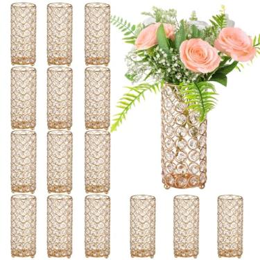 Imagem de Vasos de flores de cristal dourado