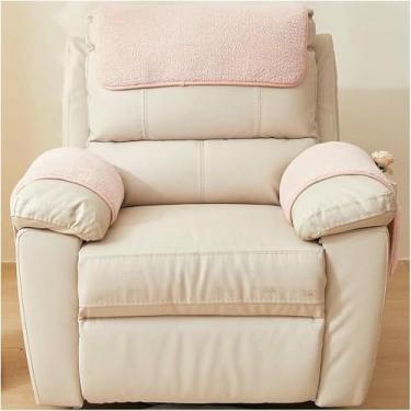 Imagem de Conjunto de 3 capas para apoio de braço de sofá com base antiderrapante e bolso de armazenamento. Capa para encosto de cabeça de cadeira/namoradeira