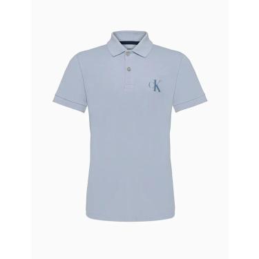 Imagem de Camisa Polo Infantil Menino Calvin klein Logo Gel Azul Claro-Masculino