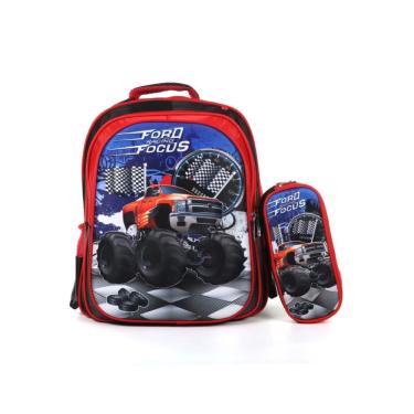 Imagem de Bolsa Escolar Com Estojo Ultra Leve Resistente A Agua Infantil - Carro