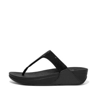 Imagem de Fitflop Sandálias femininas de suporte de dedo do pé Lulu Post-Leather, preto, 42 EU