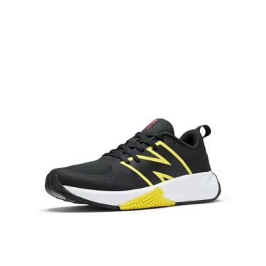 Imagem de New Balance Tênis infantil unissex FuelCell Play V1 com cadarço, Preto/Amarelo Punch, 17