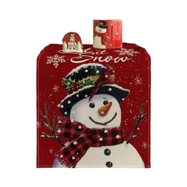 Imagem de Caminho De Mesa Boneco De Neve Vermelho 'Let It Snow' Para Decoração D