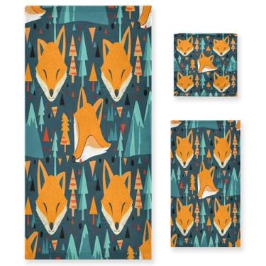Imagem de xigua Conjunto de toalhas de banheiro de raposas de desenho animado absorvente macio 3 peças toalha de banho toalha de mão toalhas decorativas para banheiro, academia, hotel, praia, piscina